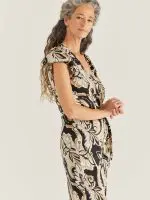 ⁦EMILY DRESS | בז' שחור⁩ – תמונה ⁦2⁩