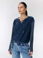 ⁦CROSS LONG SHIRT | נייבי⁩ – תמונה ⁦2⁩
