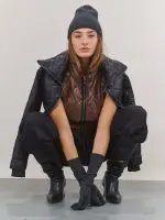 ⁦BIKER QUILT VEST | חום⁩ – תמונה ⁦5⁩