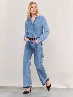 ⁦DENIM SHIRT | בהיר⁩ – תמונה ⁦7⁩