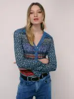 ⁦WRINKLED SHANTI SHIRT | כחול מודפס⁩ – תמונה ⁦5⁩