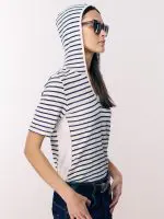 ⁦HOODIE SHORT TSHIRT | כחול⁩ – תמונה ⁦5⁩
