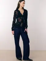 ⁦SHIFFON SHIRT | שחור⁩ – תמונה ⁦5⁩