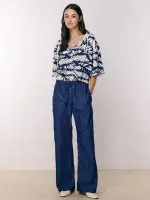 ⁦VENICE BUTTON-UP | נייבי מחולק⁩ – תמונה ⁦8⁩
