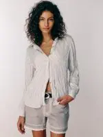SATIN SHIRT | בז׳ פסים