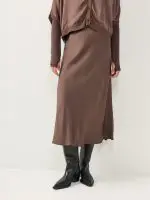 ⁦SATIN SKIRT | חום⁩ – תמונה ⁦3⁩