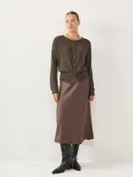 ⁦SATIN SKIRT | חום⁩ – תמונה ⁦6⁩