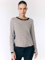 ⁦NICKY LONG T SHIRT | בז׳ פסים⁩ – תמונה ⁦6⁩