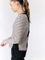 ⁦NICKY LONG T SHIRT | בז׳ פסים⁩ – תמונה ⁦2⁩