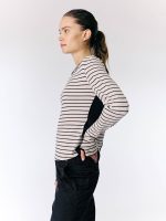 ⁦NICKY LONG T SHIRT | בז׳ פסים⁩ – תמונה ⁦3⁩