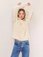 ⁦WASHED HOODIE SHIRT | שמנת⁩ – תמונה ⁦4⁩