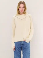 ⁦WASHED HOODIE SHIRT | שמנת⁩ – תמונה ⁦3⁩