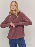 ⁦WASHED HOODIE SHIRT | בורדו⁩ – תמונה ⁦3⁩