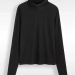 LONG BASIC TURTLENECK  | שחור פרחים