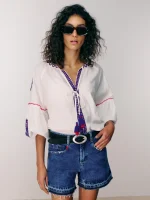 ⁦IBIZA SHIRT | לבן מחולק⁩ – תמונה ⁦4⁩