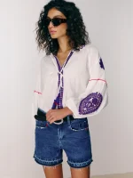 ⁦IBIZA SHIRT | לבן מחולק⁩ – תמונה ⁦3⁩