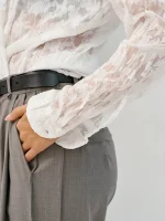 ⁦SHIFFON SHIRT | לבן⁩ – תמונה ⁦3⁩
