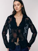 ⁦CHIFFON SHIRT | שחור⁩ – תמונה ⁦3⁩