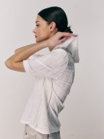 HOODIE SHORT TSHIRT | שמנת