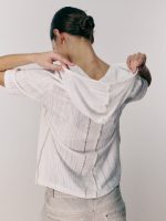 ⁦HOODIE SHORT TSHIRT | שמנת⁩ – תמונה ⁦3⁩