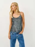 GLAM TOP | אפור כהה