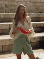 ⁦JAFFA SHORTS | טורקיז רקום⁩ – תמונה ⁦3⁩