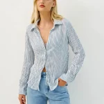 SATIN SHIRT | תכלת פסים