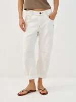 ⁦NOA'S BARREL JEANS | לבן⁩ – תמונה ⁦4⁩