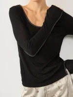 ⁦ROUND T-SHIRT | שחור⁩ – תמונה ⁦5⁩