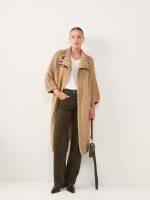 LONG COZY ART CARDIGAN | מוקה