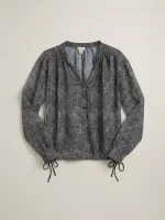 ⁦EDEN CHIFFON TOP | שחור מחולק⁩ – תמונה ⁦2⁩