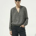 EDEN CHIFFON TOP | שחור מחולק