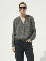 EDEN CHIFFON TOP | שחור מחולק