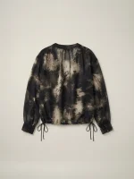 ⁦EDEN CHIFFON TOP | שחור מחולק⁩ – תמונה ⁦2⁩