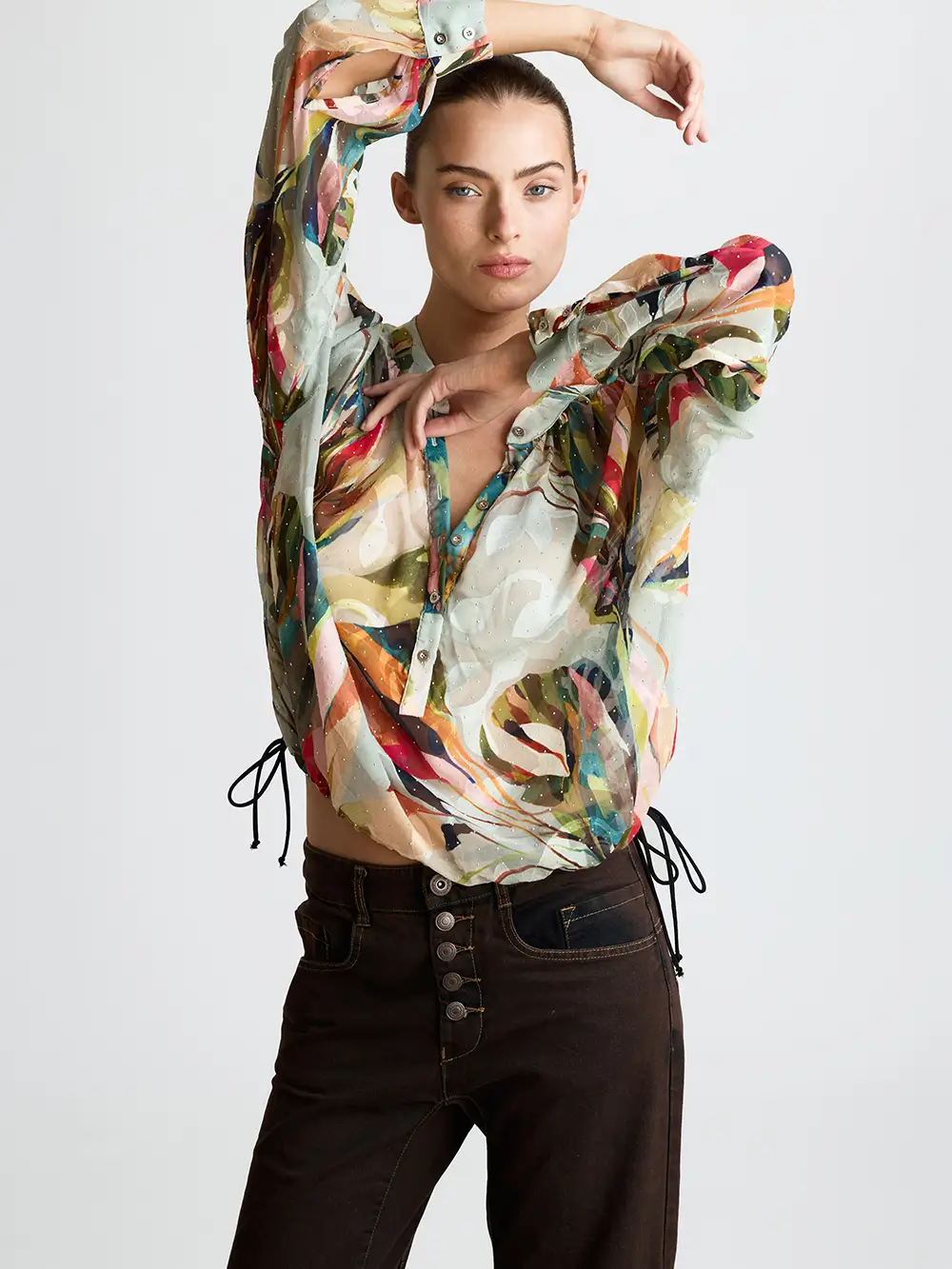 noa24596 EDEN CHIFFON TOP | צבעוני – תמונה 1