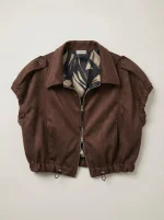 ⁦SUEDE TOP | חום שוקולד⁩ – תמונה ⁦2⁩