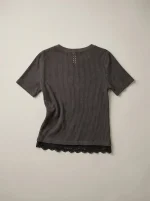 ⁦NIKI LACE TSHIRT | חום⁩ – תמונה ⁦7⁩