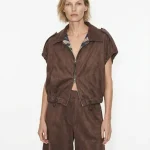 SUEDE TOP | חום שוקולד