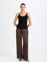 SATIN PANTS | חום