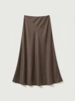 ⁦SATIN SKIRT | חום⁩ – תמונה ⁦5⁩
