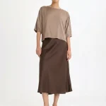SATIN SKIRT | חום
