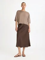 SATIN SKIRT | חום