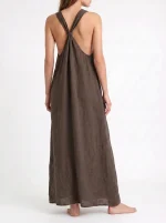 ⁦LINO DRESS | חום כהה⁩ – תמונה ⁦2⁩