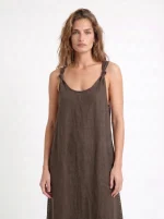 ⁦LINO DRESS | חום כהה⁩ – תמונה ⁦4⁩