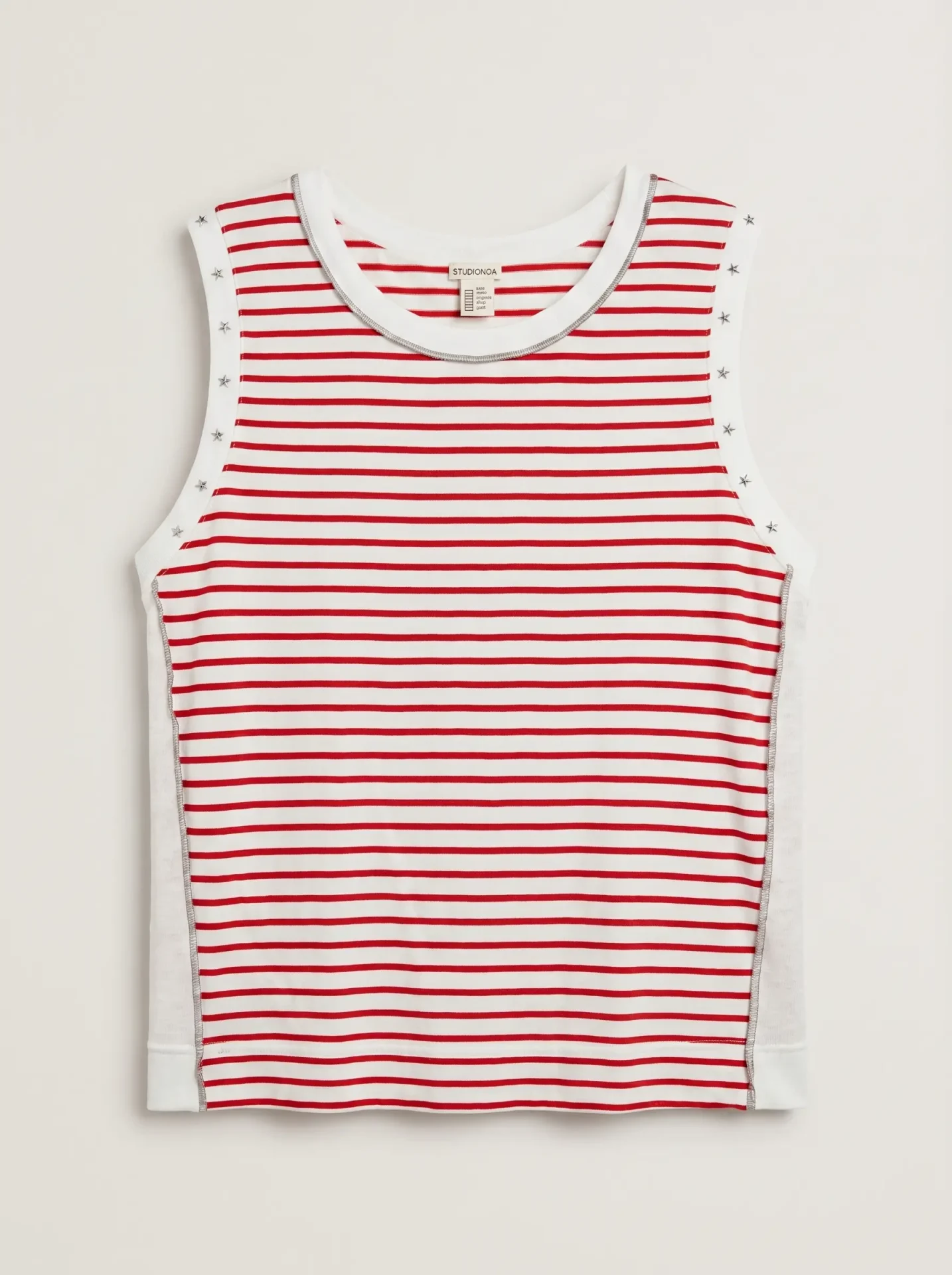 studionoa_ss26_8 SUMMER B TOP | אדום לבן – תמונה 1