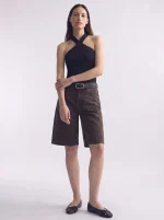 DENIM BERMUDA | חום כהה