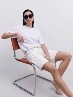 ⁦DENIM BERMUDA | לבן⁩ – תמונה ⁦4⁩