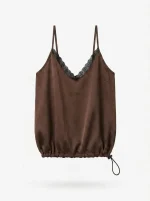 SATIN TOP | חום