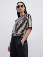 ⁦T-ME SHIRT | שחור פסים⁩ – תמונה ⁦2⁩