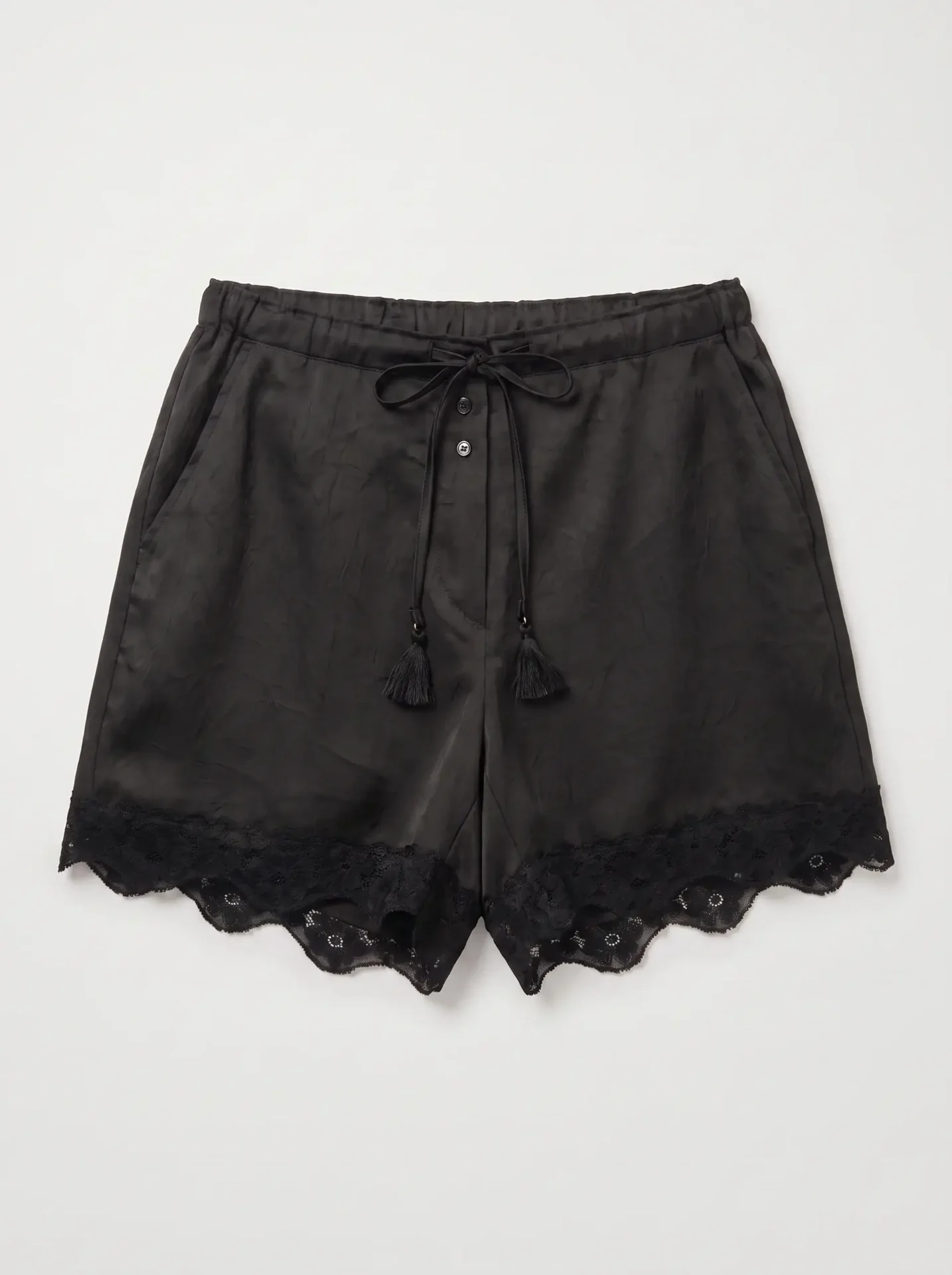 studionoa-ss2600013 SATIN SHORTS | שחור – תמונה 1